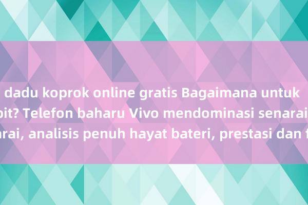 dadu koprok online gratis Bagaimana untuk memilih telefon bimbit? Telefon baharu Vivo mendominasi senarai, analisis penuh hayat bateri, prestasi dan fotografi empat raja!